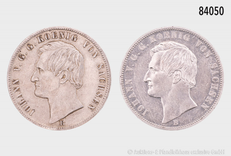 Sachsen, Konv. 2 Taler 1863 und 1870, AKS 137, gemischter Zustand, teilweise kle...