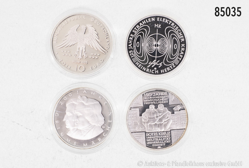 Konv. 17 x 10-Euro-Gedenkmünzen, verschiedene Jahrgänge, Stempelglanz, verkapsel...
