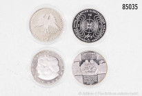 Konv. 17 x 10-Euro-Gedenkmünzen, verschiedene Jahrgänge, Stempelglanz, verkapselt, Kapseln teilweise geöffnet oder beschädigt, sowie 2 versilberte Med...