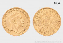 Deutsches Reich, Preußen, Wilhelm II. (1888-1918), 20 Mark 1908 A, 900er Gold, 7,95 g, 22 mm, Jaeger 252, kleine Randfehler und Kratzer, sehr schön
