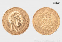 Deutsches Reich, Preußen, Wilhelm II. (1888-1918), 20 Mark 1891 A, 900er Gold, 7,94 g, 22 mm, Jaeger 252, kleine Randfehler und Kratzer, berieben, seh...