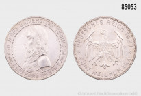 Weimarer Republik, 5 RM 1927 F, 500er Silber, 450 Jahre Universität Tübingen, 24,87 g, 36 mm, Jaeger 329, selten, Auflage nur 40000 Exemplare, Randfeh...