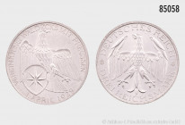 Weimarer Republik, 3 RM 1929 A, auf die Vereinigung Waldecks mit Preußen, 15,04 g, 30 mm, Jaeger 337, winzige Randfehler und Kratzer, fast vorzüglich...