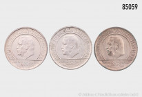 Konv. 3 RM 1929 A (2 x) und D, Hindenburg Schwurhand, Jaeger 340, gemischter Zustand, teilweise mit kleinen Fehlern, Patina, bitte besichtigen