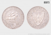 Weimarer Republik, 3 RM 1927 A, 100 Jahre Bremerhaven, 500er Silber, 14,99 g, 30 mm, Jaeger 325, Randfehler und kleine Kratzer, sehr schön-fast vorzüg...