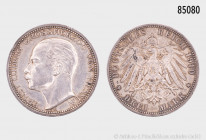Deutsches Reich (Kaiserreich), Hessen, 3 Mark 1910 A, Silber, 33 mm, J. 76, Randfehler, Kratzer, sehr schön