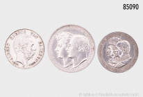 Konv. Sachsen 2 Mark 1902 E, Jaeger 127, 2 Mark 1909, Jaeger 138 und Sachsen-Weimar-Eisenach 3 Mark 1910 A, Jaeger 162, gemischter Zustand, teilweise ...