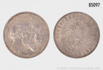 Baden 5 Mark 1906, zur Goldenen Hochzeit, 27,8 g, 38 mm, Jaeger 35, kleine Randfehler und Kratzer, fast vorzüglich