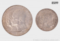 Hessen, Konv. 5 und 2 Mark 1904 (A), Philipp der Großmütige, Jaeger 74 und 75, kleine Randfehler und Kratzer, fast vorzüglich-vorzüglich