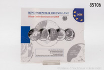 BRD, Gedenkmünzenset 2008, 5 x 10-Euro-Silbergedenkmünzen, 925er Sterlingsilber, in OVP, PP
