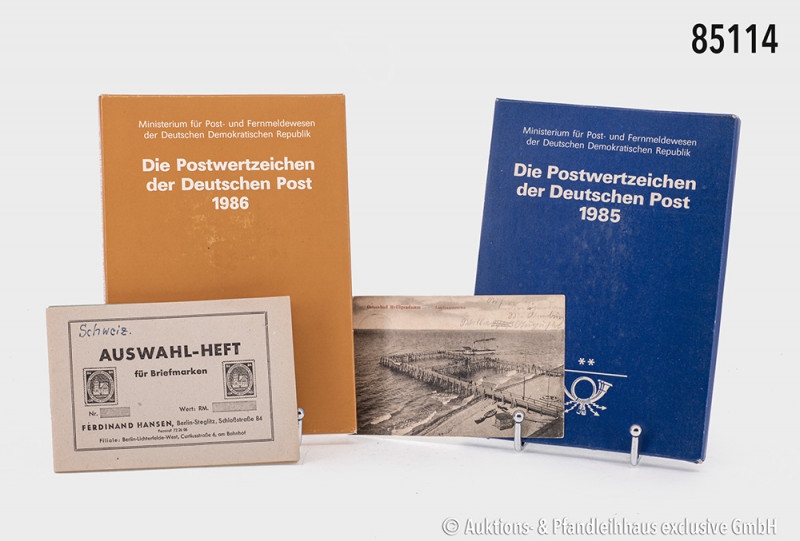 Umfangreiches Briefmarken-Konv. Verschiedenes, dabei 4 x Jahressammlung Postwert...