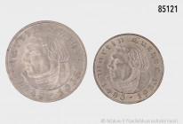 Drittes Reich, Konv. 5 und 2 RM 1933 A, Martin Luther, Jaeger 352 und 353, feine Patina, fast vorzüglich