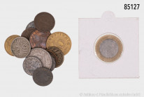 Konv. Verschiedenes, dabei 2 x 2-Euro-Ronden und 1 x 1-Euro-Ronde, ca. 60 x 10-Pfennig-Stücke 1917/1918, 8 x 2 Pfennige Kaiserreich, ca. 17 x 1 Pfenni...