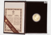 Kanada, 100 Dollars 1987, 583er Gold, Olympia Calgary 1988, 7,78 g Feingold (1/4 Unze), PP, verkapselt, in OVP und mit Zertifikat
