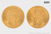 Österreich, 8 Florin 1892, 900er Gold, offizielle NP, 6,44 g, 21 mm, kleine Randfehler, vorzüglich-Stempelglanz