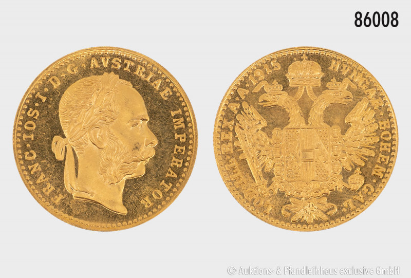Österreich, Dukat 1915, offizielle NP, 986er Gold, 3,48 g, 20 mm, Stempelglanz