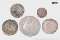 Österreich, Konv. Leopold I. (1657-1705), Denar 1676, Herinek 1964, Groschen 1669, Herinek 1316, 6 Kreuzer 1670 K-B, Herinek 1244, XV Kreuzer 1676 KB,...