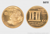 Israel, 100 Lirot 1968, 800er Gold, 25 g, 33 mm, Stempelglanz