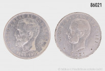 Rumänien, 5 Lei 1906, 24,8 g, 38 mm, Kratzer und Randfehler, schön-fast sehr schön