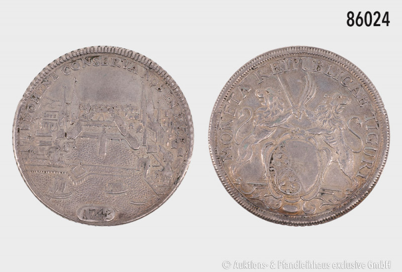 Schweiz, Zürich, Taler 1743, Stadtansicht, 28,2 g, 40 mm, Divo/Tobler 424 b, Dav...