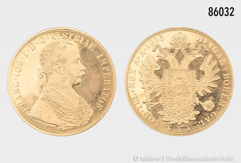 Österreich, 4 Dukaten 1915, offizielle NP, 986er Gold, 13,95 g, 40 mm, Haarlinie...