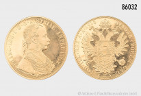 Österreich, 4 Dukaten 1915, offizielle NP, 986er Gold, 13,95 g, 40 mm, Haarlinien, etwas angelaufen, Stempelglanz