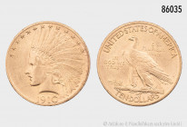 USA, 10 Dollar 1910, Indian Head, 900er Gold, 16,71 g, 27 mm, KM 130, kleine Randfehler und Kratzer, fast vorzüglich