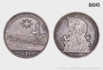 Schweiz, 5 Franken/Schützentaler 1881, 24,96 g, 37 mm, Divo S15, Dav. 389, kleine Kratzer, Randfehler, sehr schön