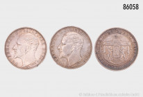 Bulgarien, 5 Lewa 1885 und 1894 (2 x), Patina, teilweise kleine Fehler, sehr schön, bitte besichtigen