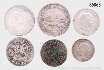 Konv. Verschiedenes, dabei Polen, Ort 1625, Norwegen 2 Kronen 1907, Österreich 2 Kronen 1912, etc., gemischter Zustand, bitte besichtigen