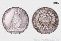 Schweiz, 5 Franken 1872, Schützentaler, von F. Landry, Zürich, Eidgenössisches Schützenfest, 25,03 g, 37 mm, feine Patina, kleine Kratzer und Randfehl...