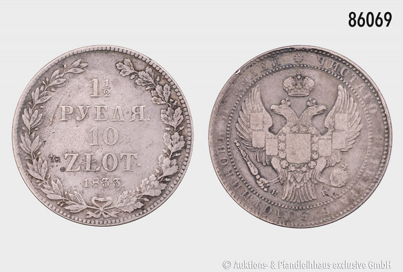 Polen, 10 Zloty 1833, unter russischer Herrschaft, Nikolaus I. von Russland (182...