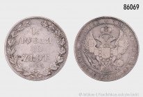 Polen, 10 Zloty 1833, unter russischer Herrschaft, Nikolaus I. von Russland (1825-1855), 30,4 g, 40 mm, Gumowski 2551, Bitkin 1084, Patina, kleine Ran...