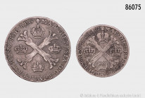 Brabant, Konv. Kronentaler 1764 und 1/2 Kronentaler 1774, Patina, sehr schön