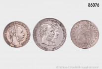 Österreich, Konv. XV Kreuzer 1688, 2 Gulden 1879 und 1 Florin 1888, gemischter Zustand, teilweise mit Fehlern, bitte besichtigen