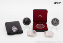 Kanada, Konv. 8 x 1 Dollar, Silber, 1939/1976, 2 x in OVP (ohne Zertifikate), OVP mit Lagerspuren, alle Münzen verkapselt, vz/St-PP, bitte besichtigen...