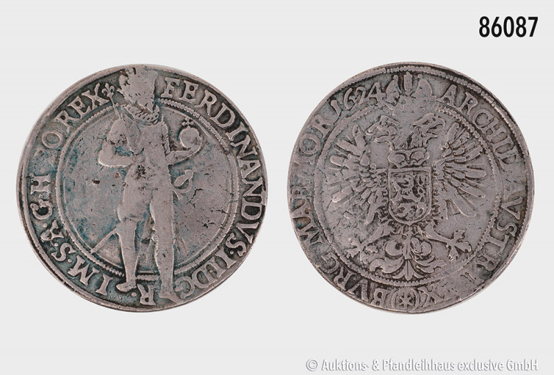 Österreich, Ferdinand II. (1592/1618-1637), Taler 1624, Prag, 28,25 g, 42 mm, Vo...