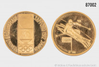 Medaille, 980er Gold, auf die Olympischen Winterspiele 1972 in Sapporo/Japan, 9,55 g, 26 mm, berührt, kleine Haarlinien, PP