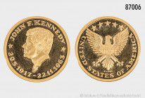Medaille, 999,9er Gold, auf John F. Kennedy, 7,84 g, PP