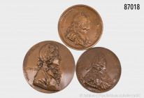 Österreich, Konv. 3 Medaillen, dabei auf die Enthüllung des Mozart-Denkmals, D bis 56 mm, alle zaponiert, vorzüglich