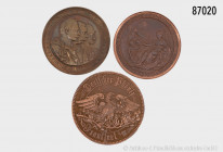 Konv. 3 Medaillen, dabei Frankfurt/Main, Medaille "Deutscher Phönix" (zaponiert), Medaille mit den Porträts der 3 Kaiser von Deutschland, Italien und ...