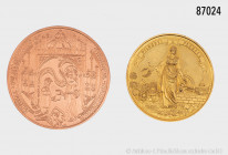 Konv. 2 Medaillen, dabei eine große Medaille auf die Universität Rostock, beide in original Etuis, vorzüglich