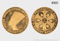 Medaille (V Ducat), 1958, Aureus Magnus, mit Büste der Nofretete, 980er Gold, 17,43 g, 35 mm, Haarlinien, etwas angelaufen, Stempelglanz
