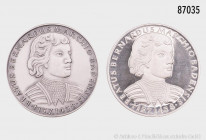 Konv. 2 Medaillen 1958, Feinsilber (beide 1000 gepunzt), 1 x mattiert, 1 x PP, auf Berhard von Baden, Gesamtgewicht ca. 50 g
