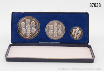 Set mit 3 Silbermedaillen, Feinsilber 999,9, in drei verschiedenen Größen, D bis 60 mm, auf das 25-jährige Jubiläum der Gründung der Bundesrepublik De...