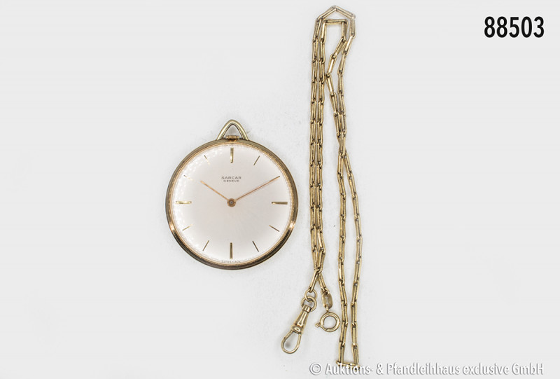 Vergoldete Taschenuhr, Sarcar Geneve, Schweiz, D ca. 44,5 mm, auf Funktion nicht...