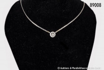 Konv. Kette, 585er Weißgold, Anhänger mit Brillanten ca. 0,15 Karat, L ca. 46 cm, 6,4 g, Kette wurde verlängert, bitte besichtigen