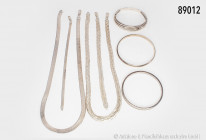 Konv. Silberschmuck, 3 Armreife, 925er Sterlingsilber, Halskette, gewalzt, 925er Sterlingsilber, Italien, L ca. 50 cm, Halskette, Zopfwalzmuster, 925e...