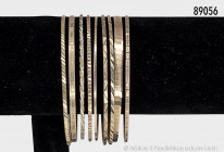 Konv. 9 Armreife, 333er Gold, D bis ca. 66 mm, verschiedene Breiten und Muster, 31,4 g Gesamtgewicht