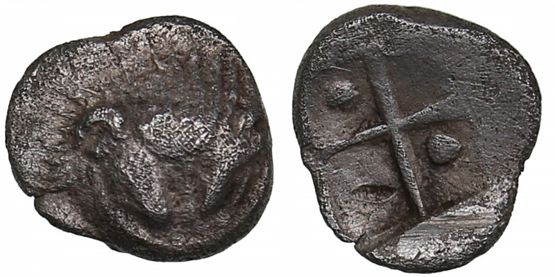 Bosporus Kingdom, Pantikapaion AR hemiobol circa 470-460 BC
0.34g. 7mm. XF/XF Li...
